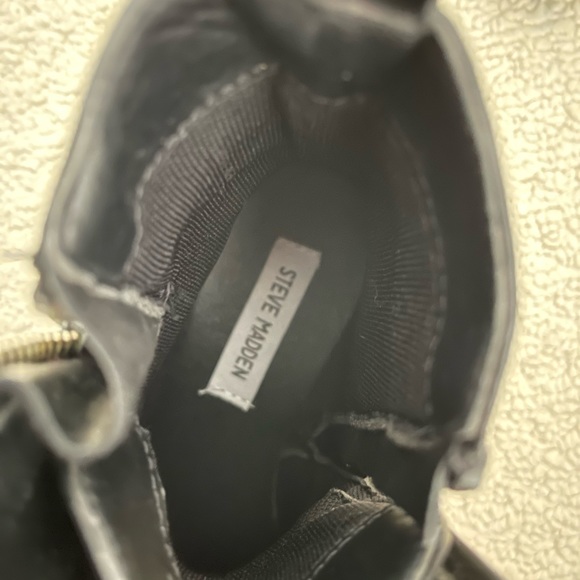 Black Leather Steve Madden Combat Boots - Picture 5 of 8